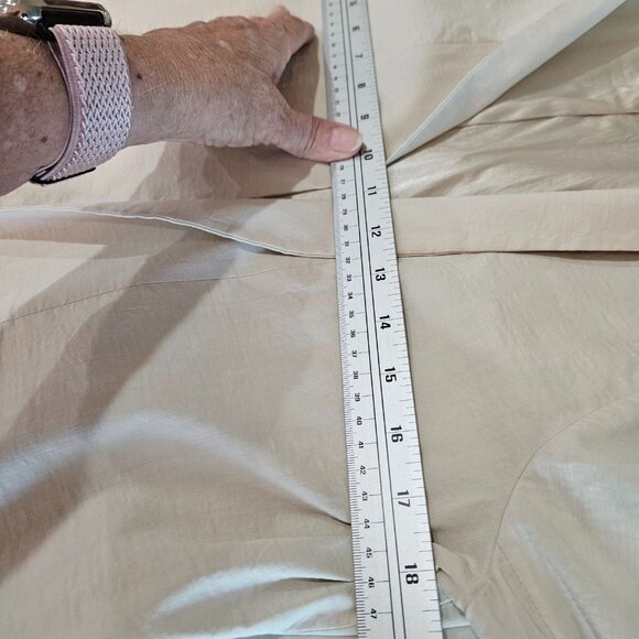 Eileen Fisher Long Bone Jacket Open Front Italian Fabric Size 10 Silk Blend - Picture 7 of 8